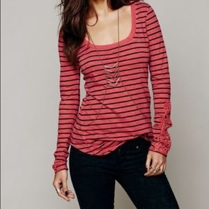 Free People Long Sleeve Embellished Tee M